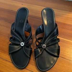 Black strappy sexy mule sandal, Cole Haan, size 8.5